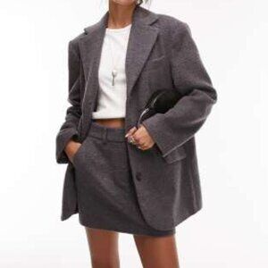 TOPSHOP | Oversized Brushed Blazer Coat in Charcoal | UK 16 / EU 44 / US 12